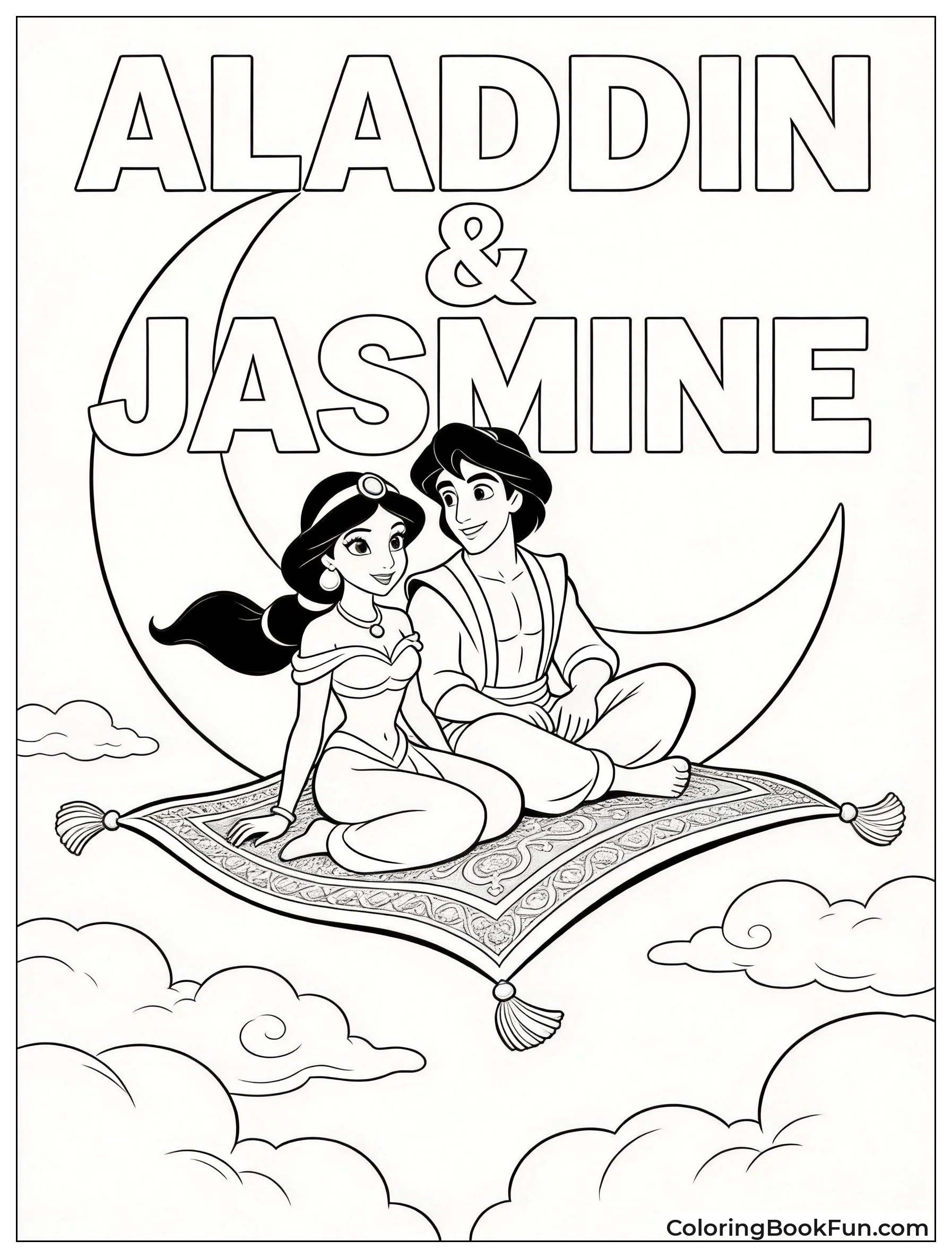 Jasmine and Aladdin on Carpet