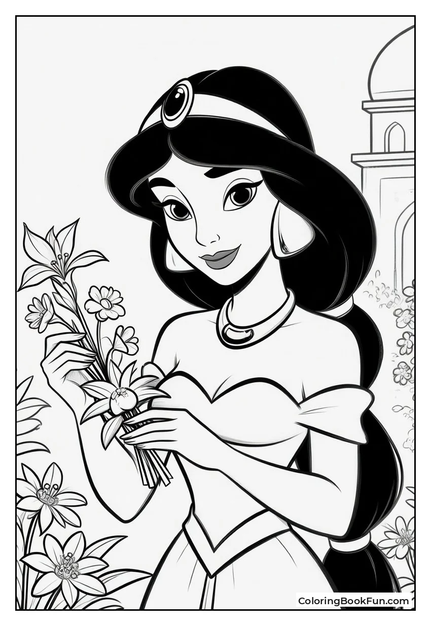 Jasmine Arranging Flowers in Garden