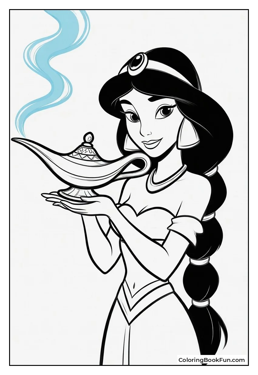 Jasmine Holding Golden Magic Lamp