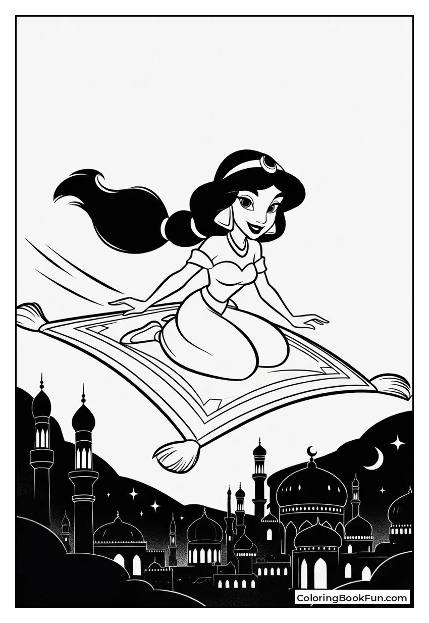 Jasmine Flying on Magic Carpet