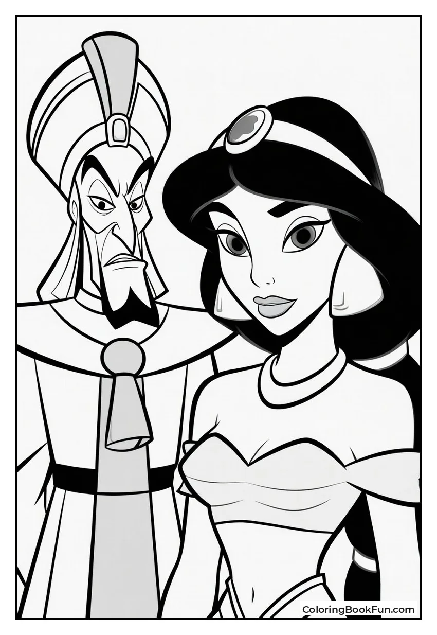 Jasmine Facing Jafar with Determination