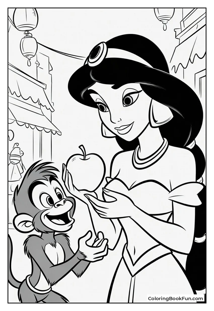 Jasmine Sharing Apple with Abu