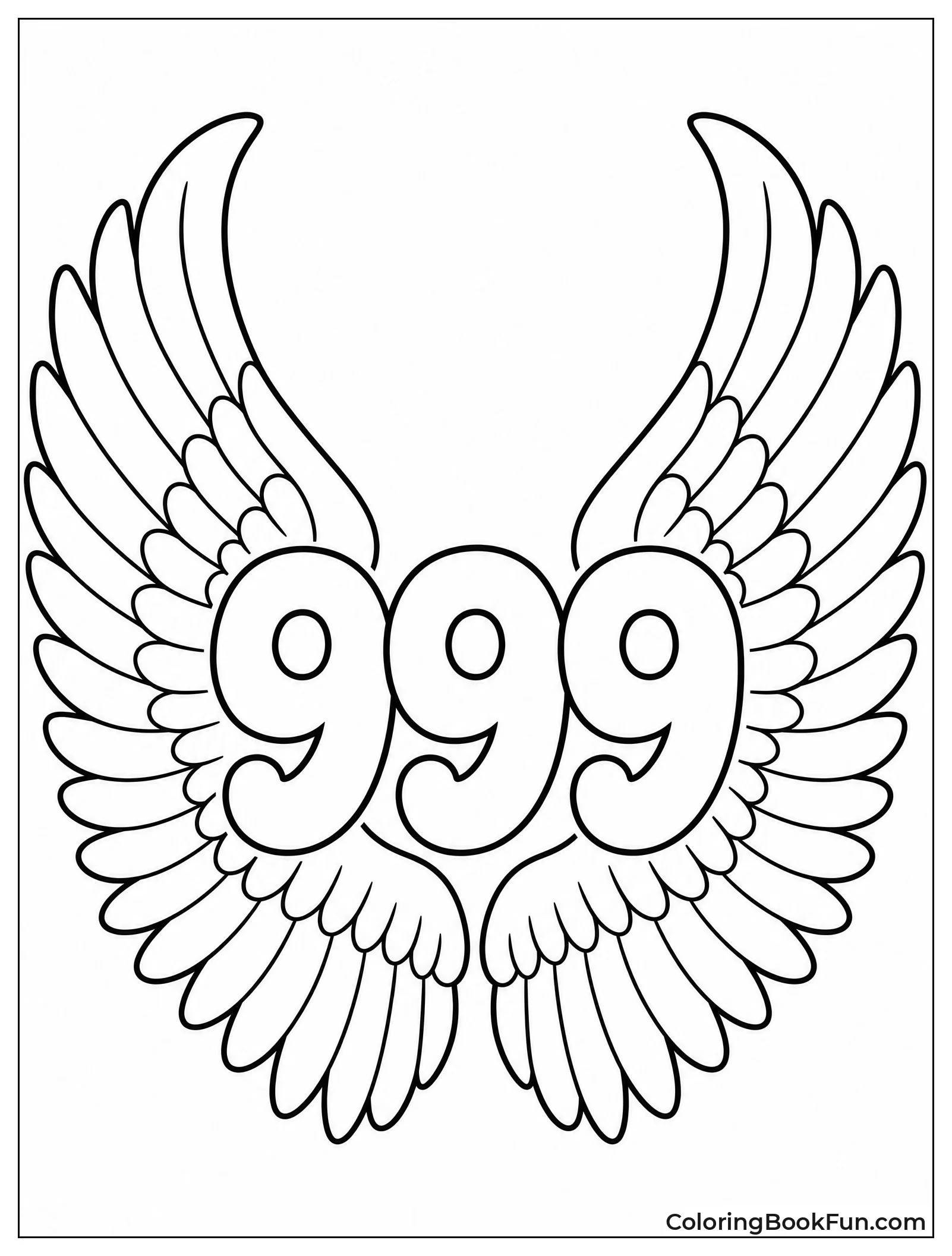 999 Symbol with Angel Wings