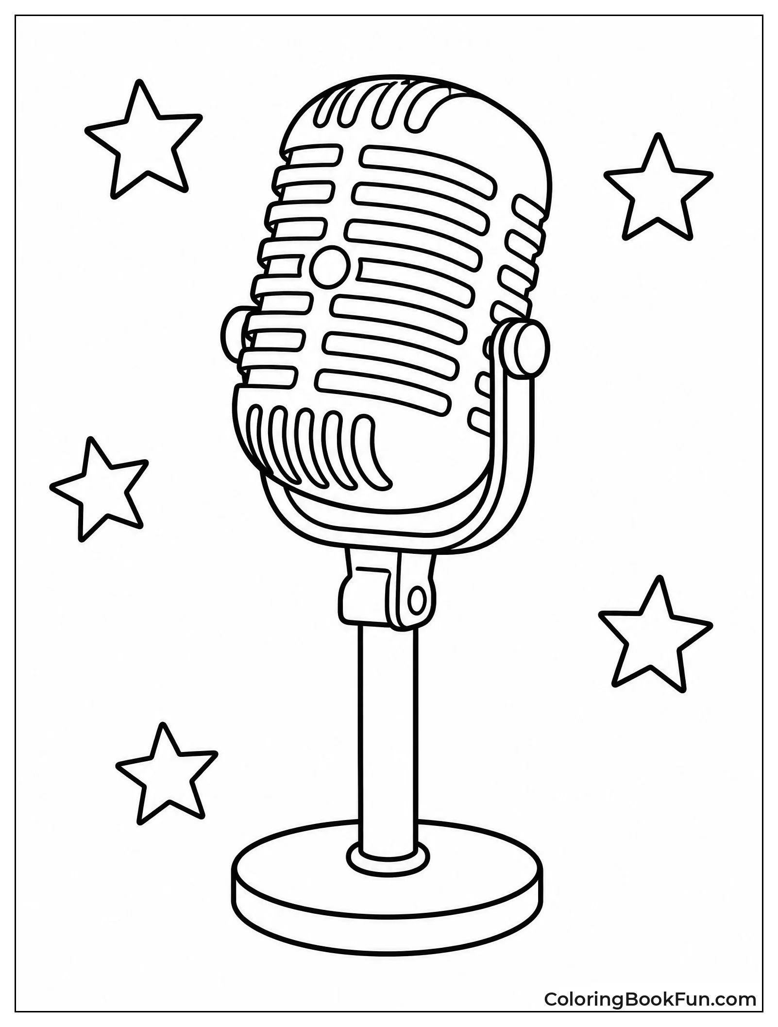 Microphone Surrounded by Stars