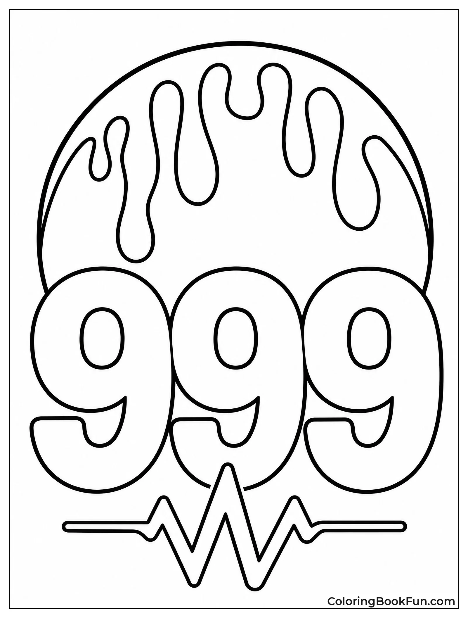 Simple 999 Symbol for Coloring