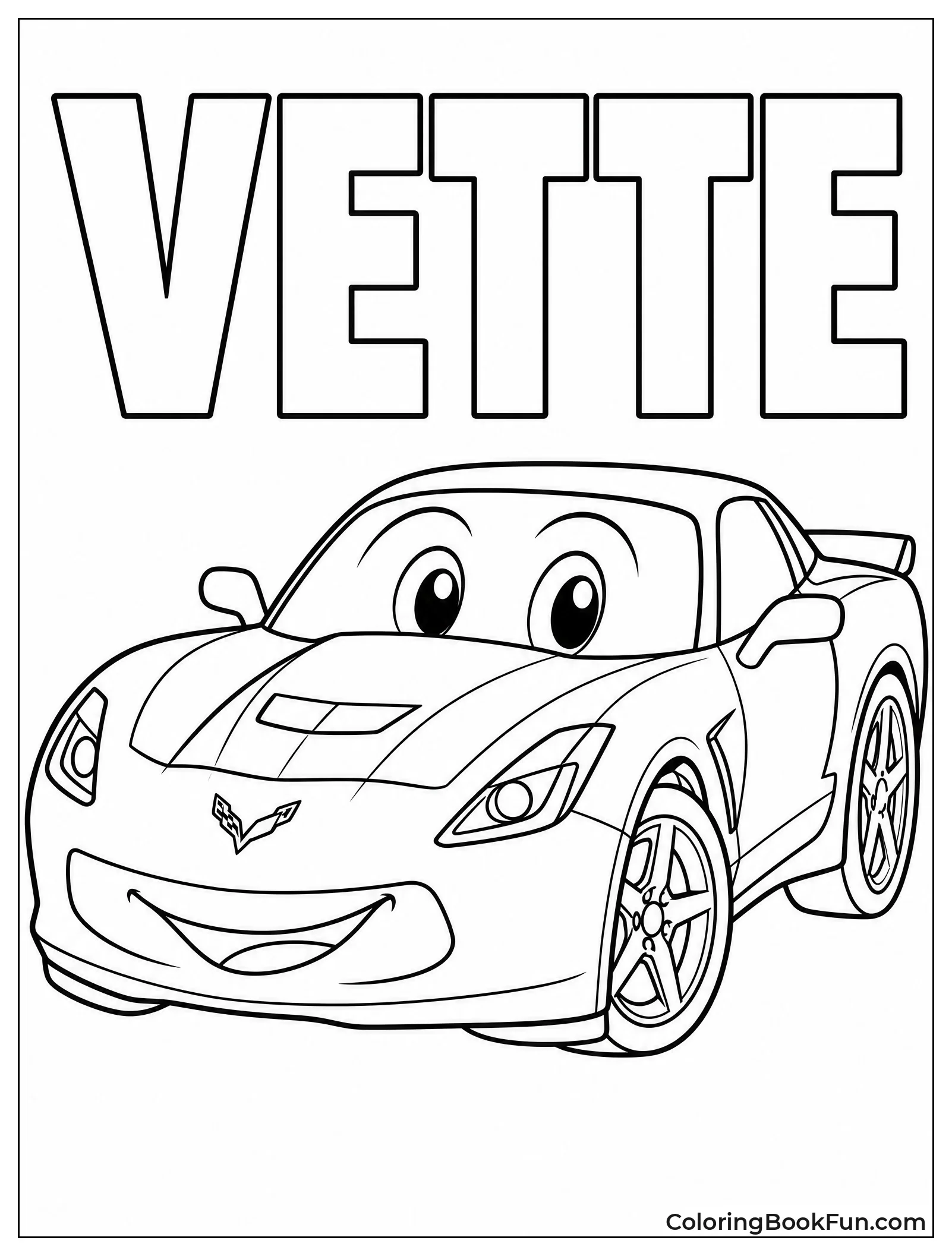 Kawaii Corvette with Happy Smile