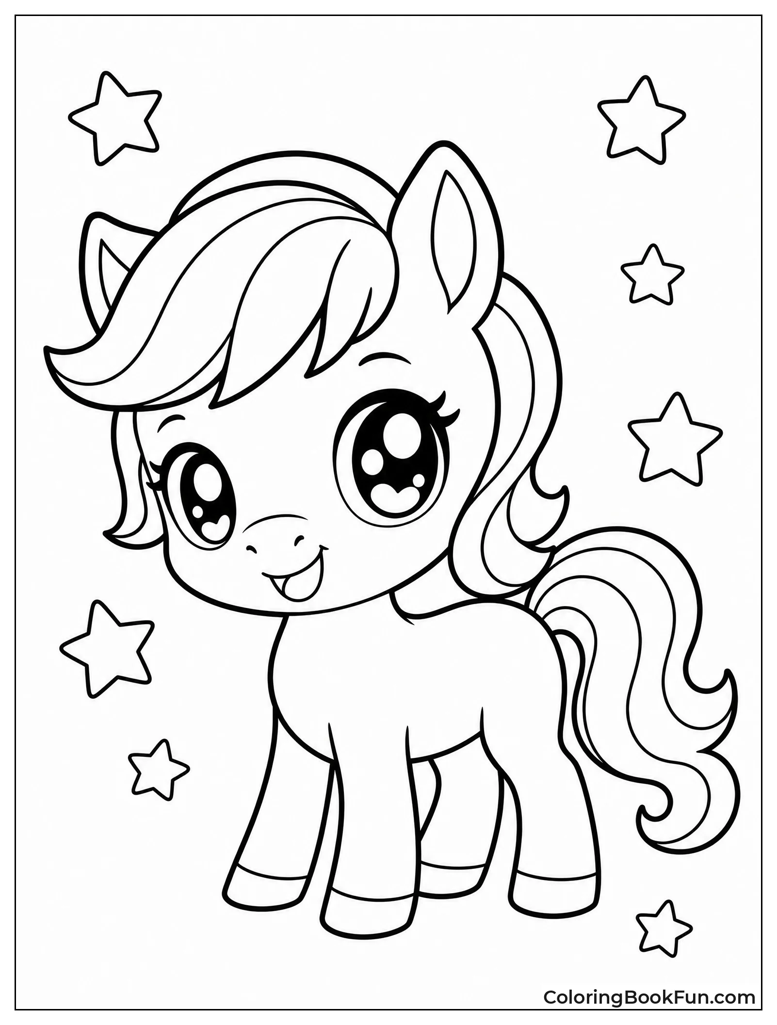 Kawaii Chibi Pony with Stars