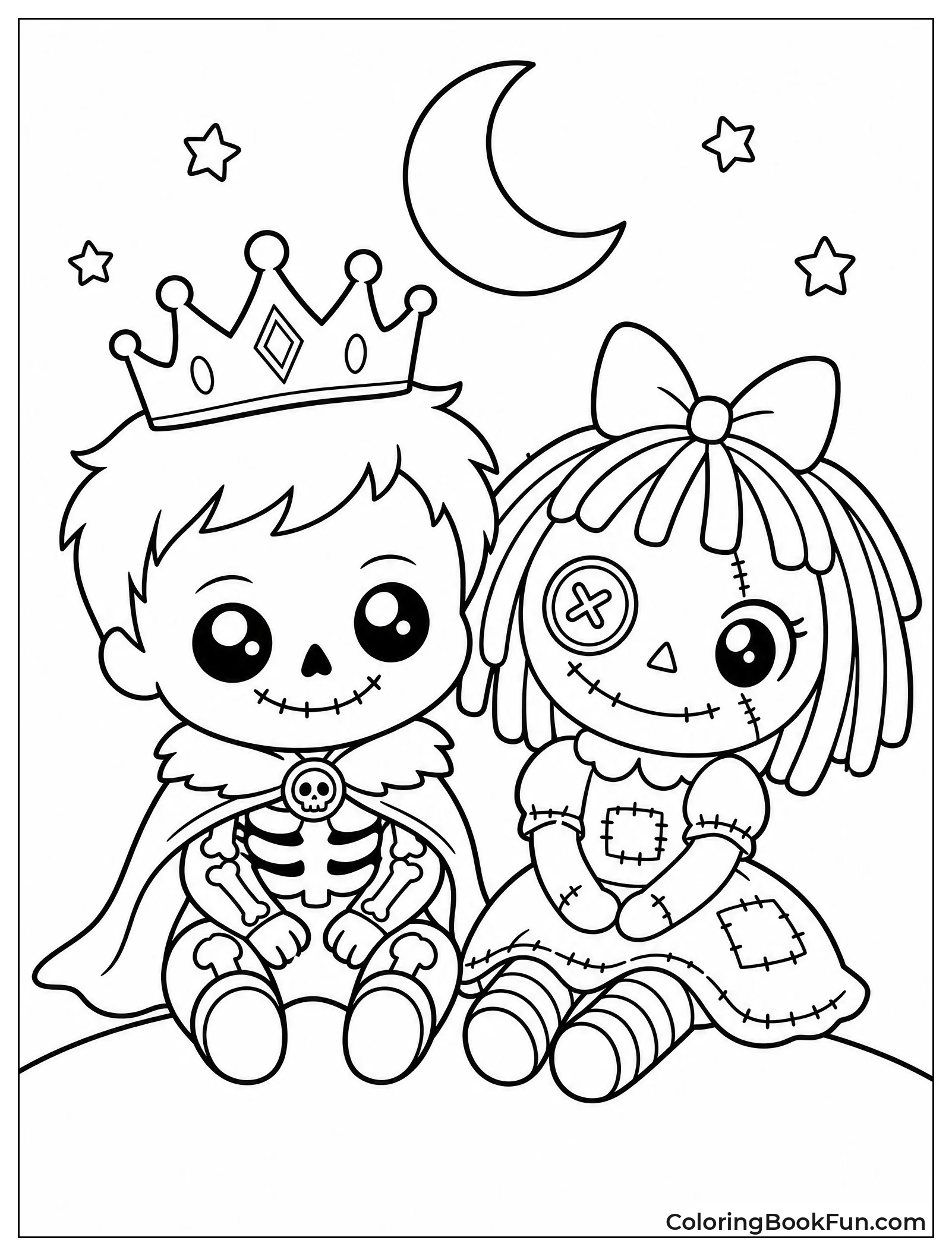 Kawaii Jack and Sally Sitting Together