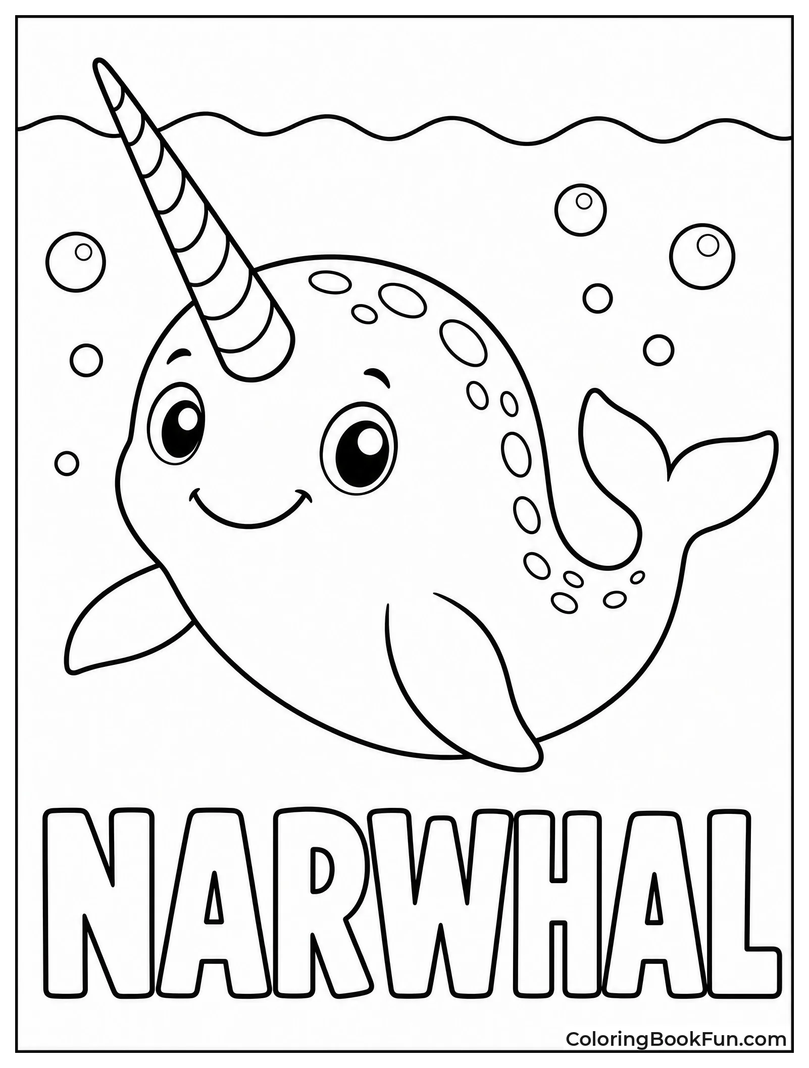 Cute Kawaii Narwhal with Big Eyes