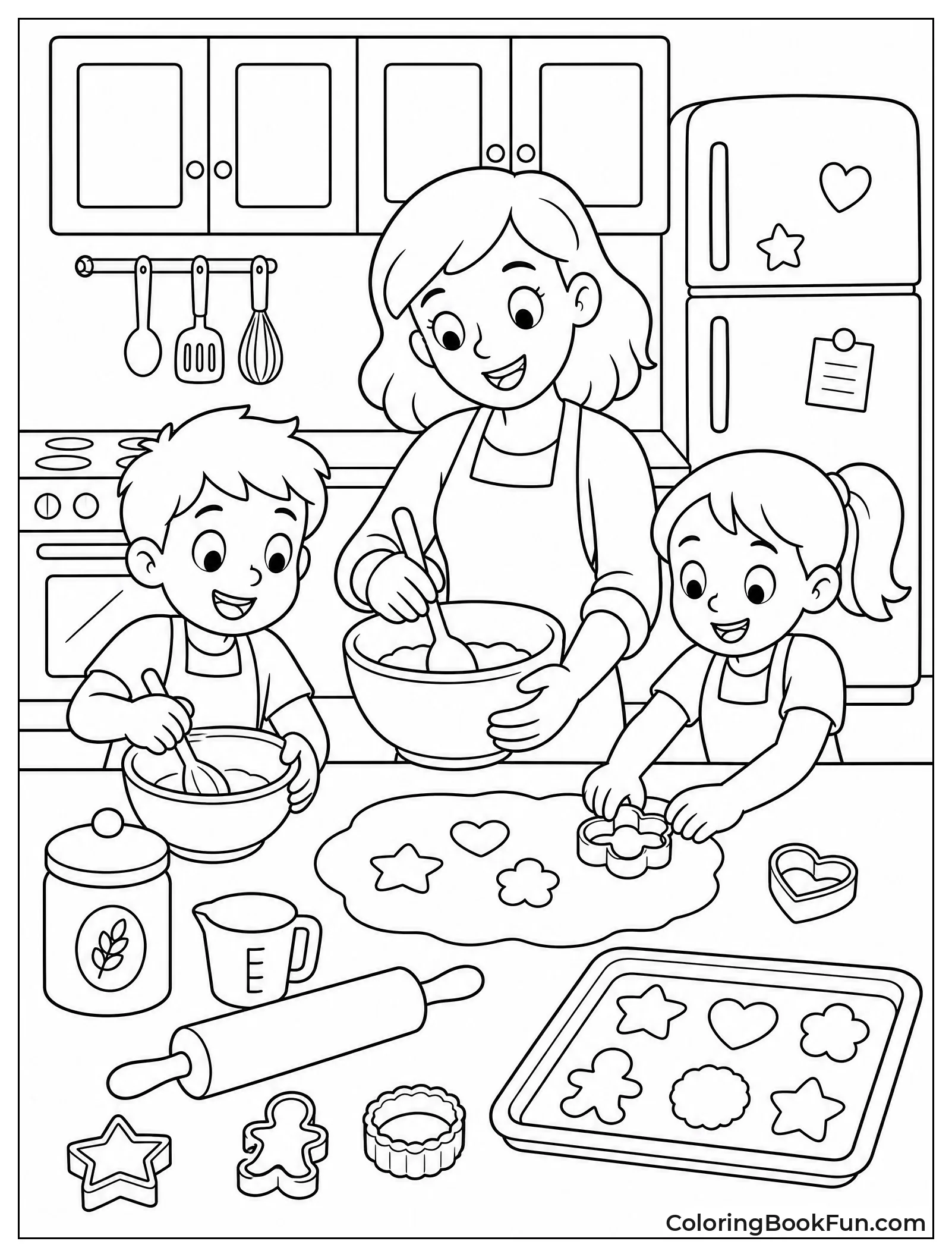 Kids Baking Cookies with Parent