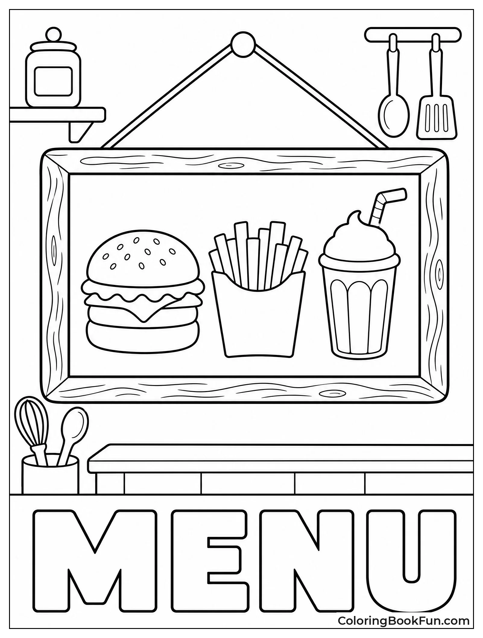 Chalkboard Menu with Drawings