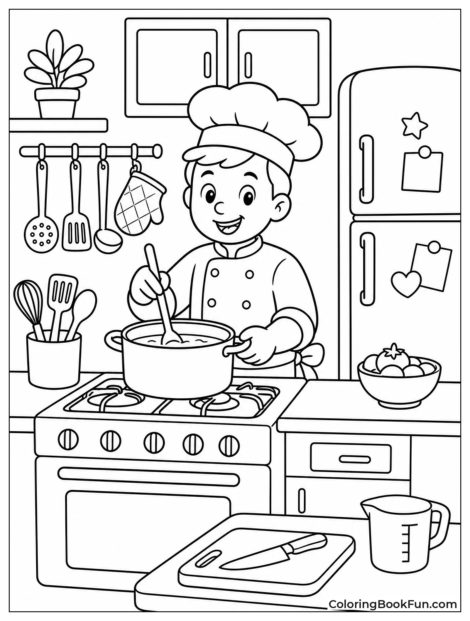 Chef Stirring Pot on Stove