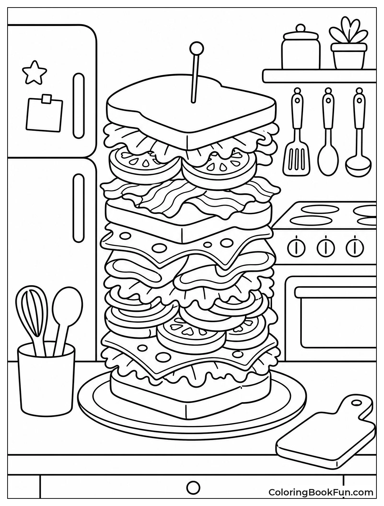 Giant Sandwich Stack on Plate