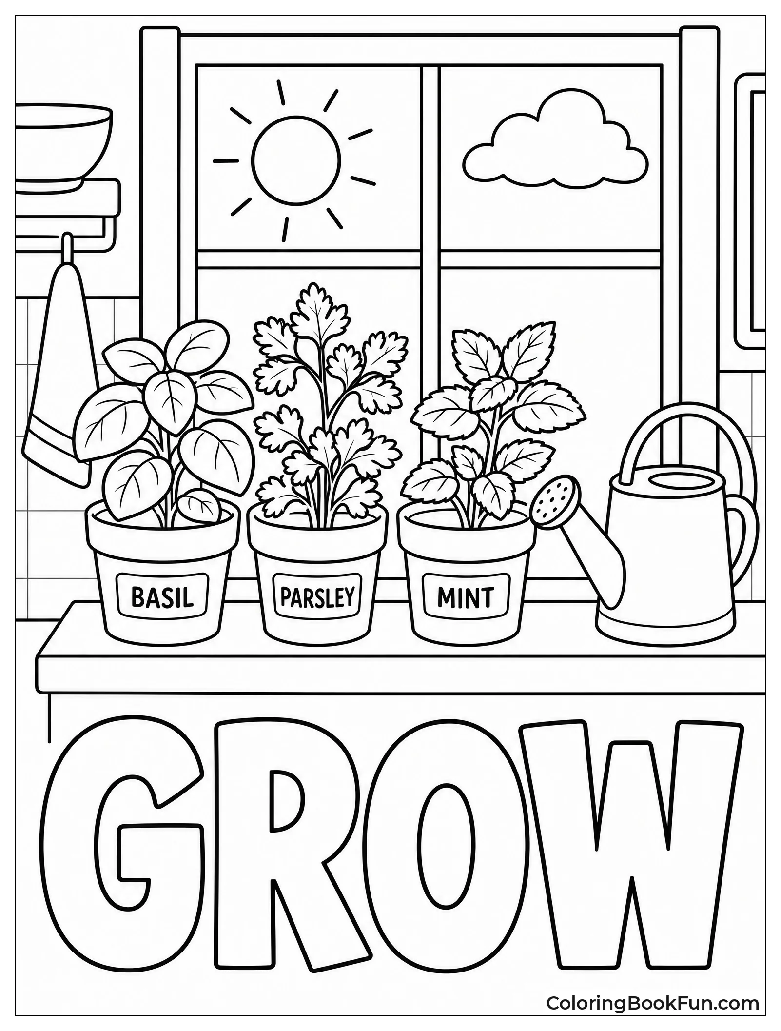 Herb Pots on Windowsill