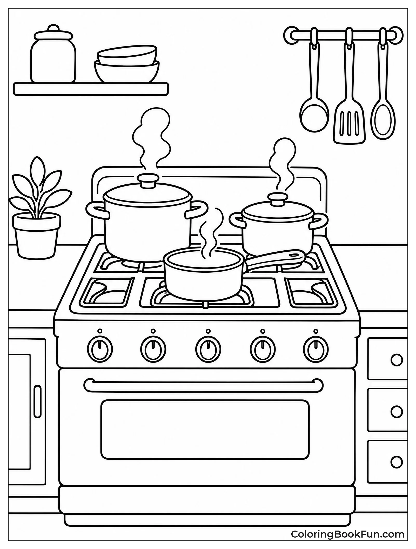 Pots Simmering on Stove
