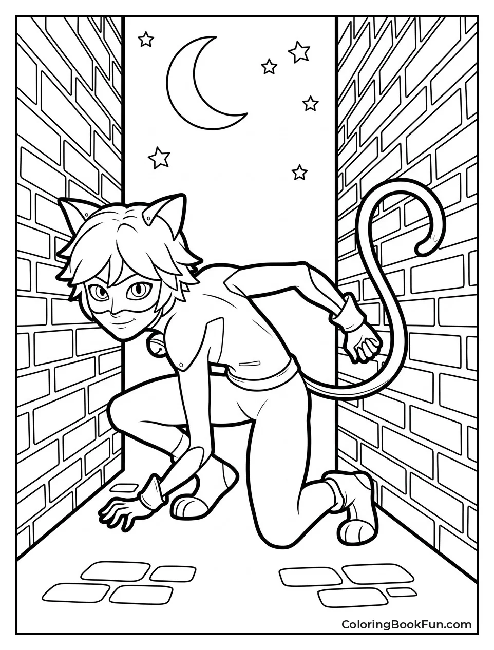 Cat Noir Sneaking In Moonlight