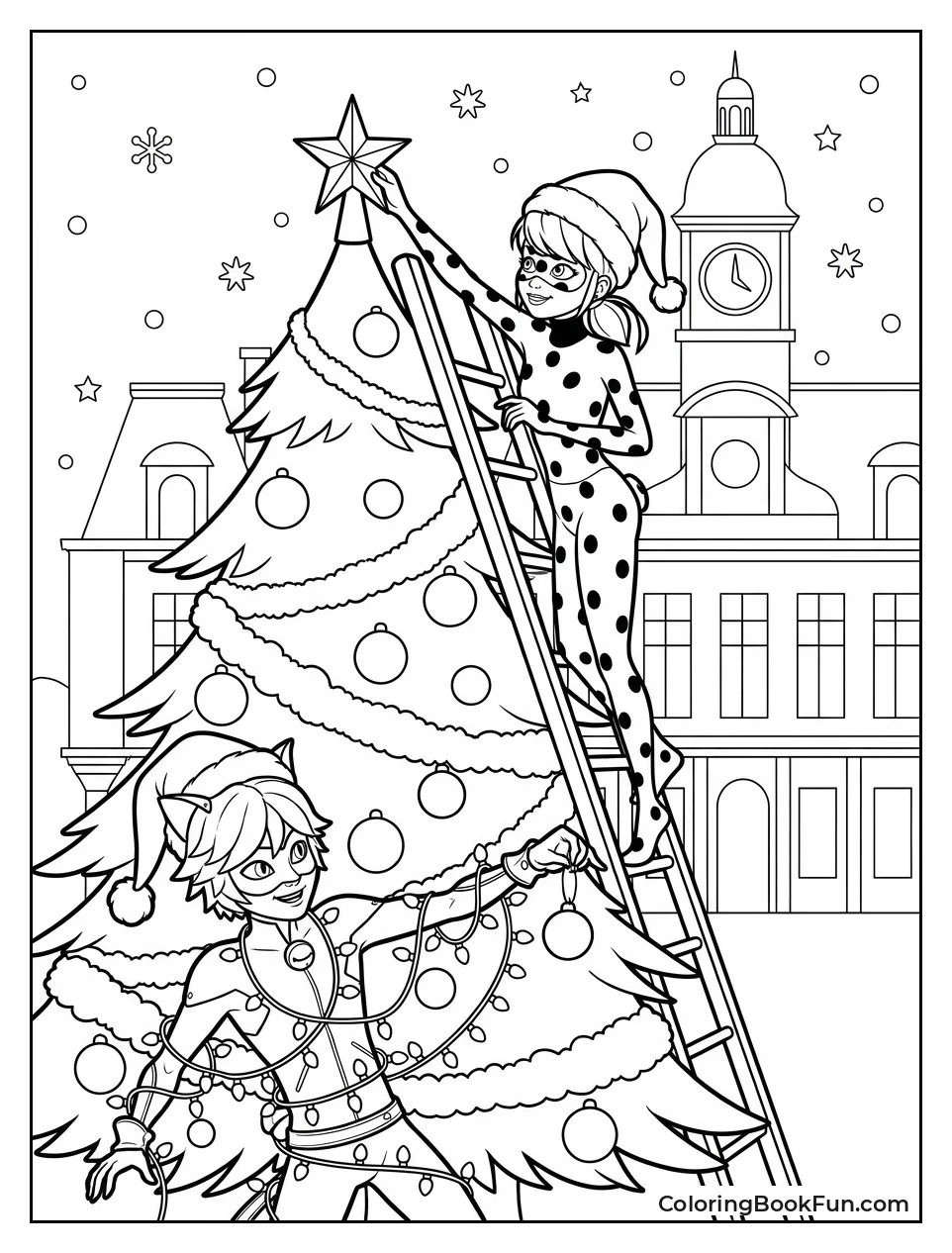 Heroes Decorating Giant Christmas Tree