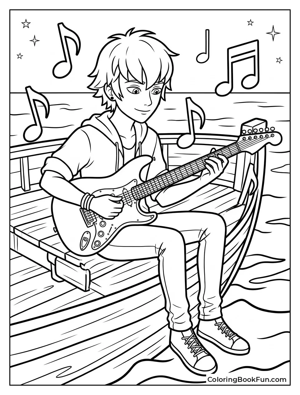 Luka Playing Guitar On Boat