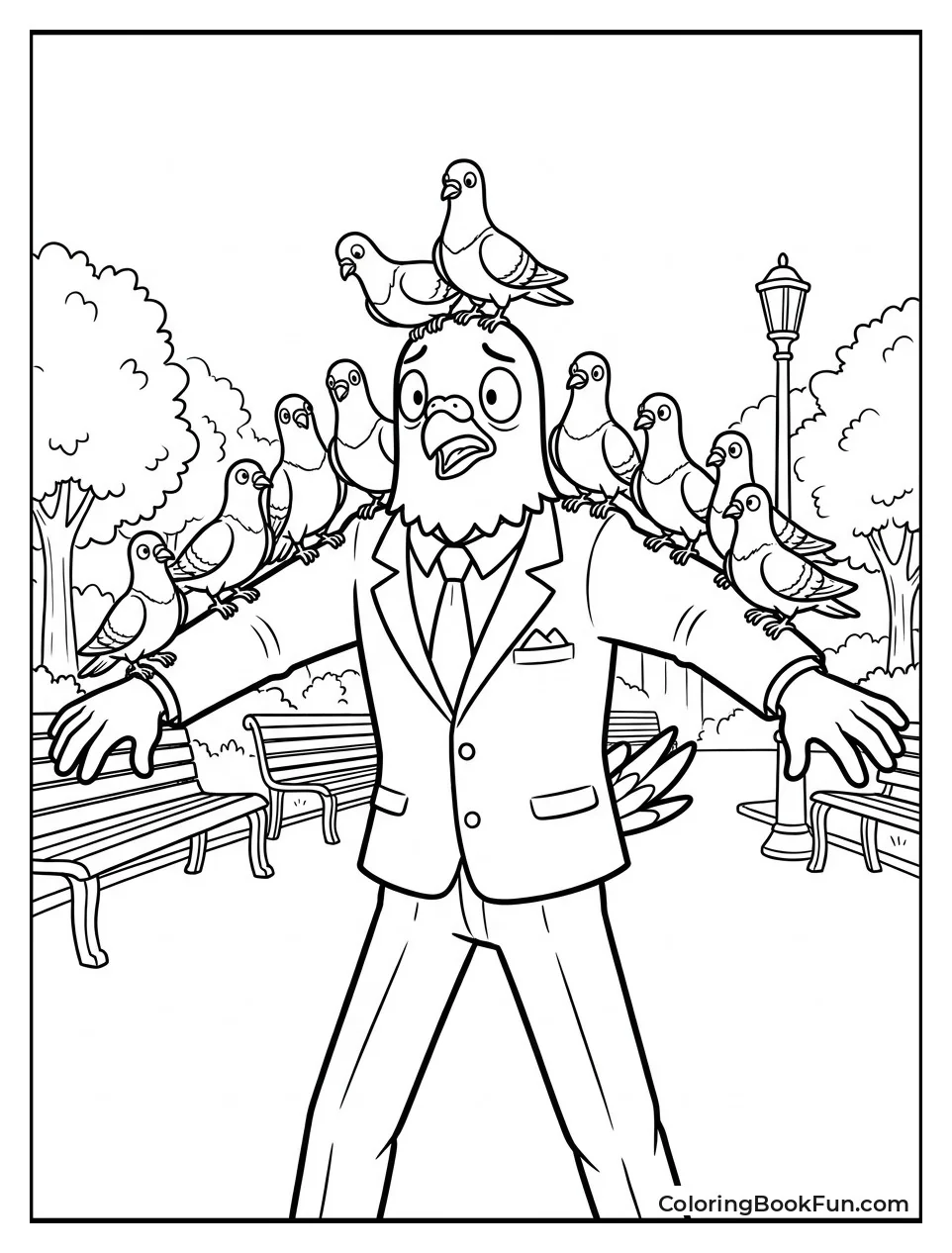 Mr Pigeon Surrounded By Birds