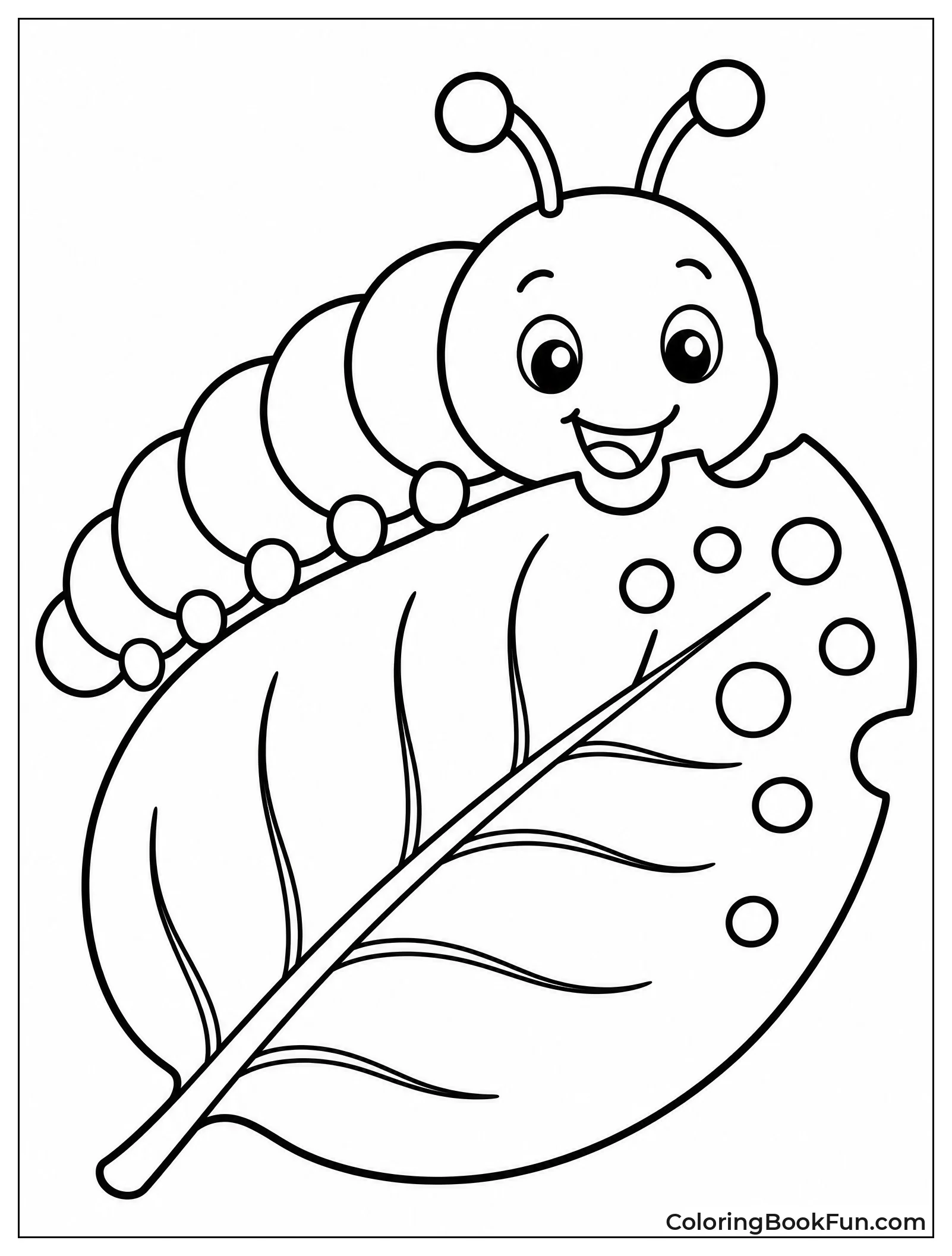 Caterpillar Eats Big Green Leaf