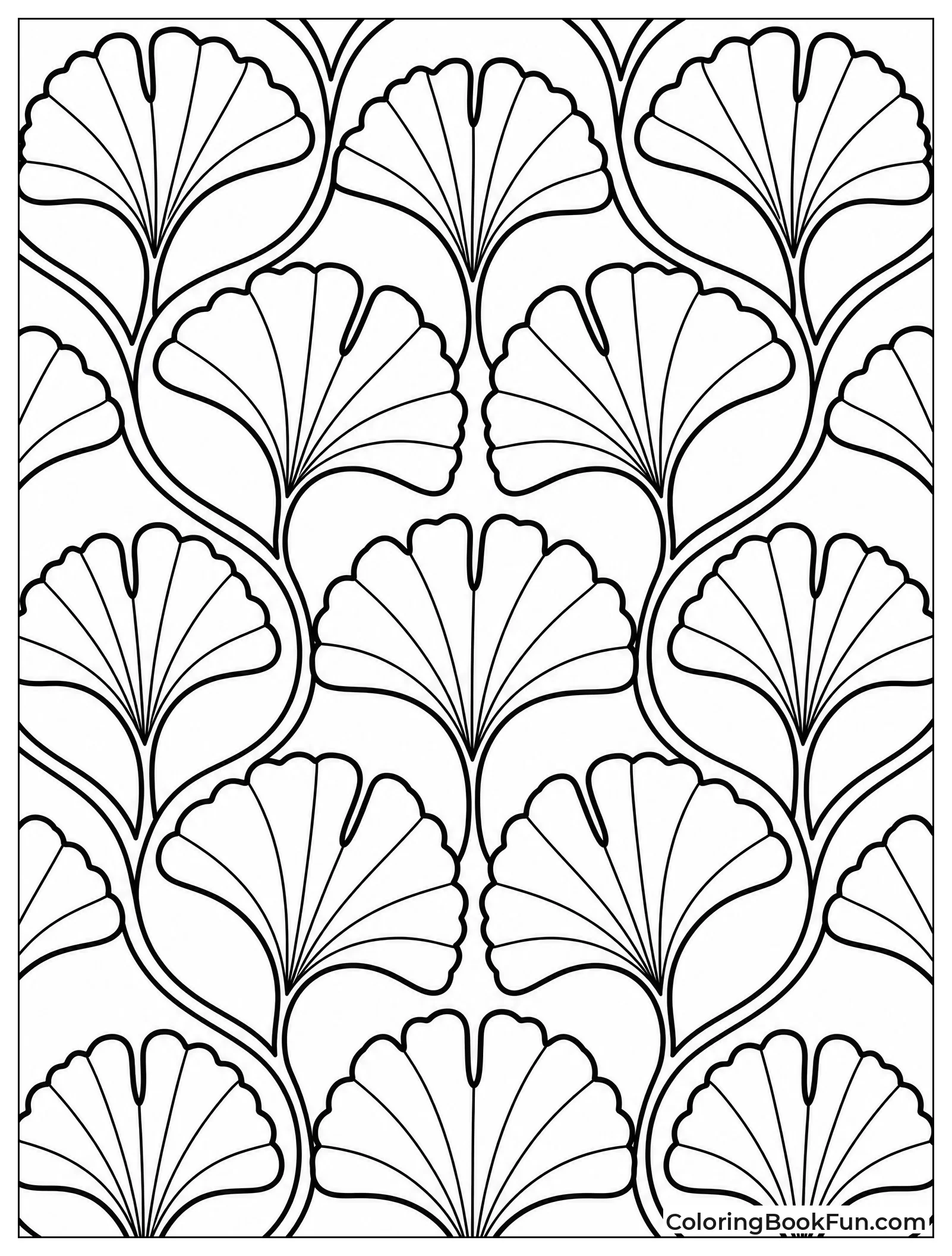 Fan Shaped Gingko Leaves Repeat