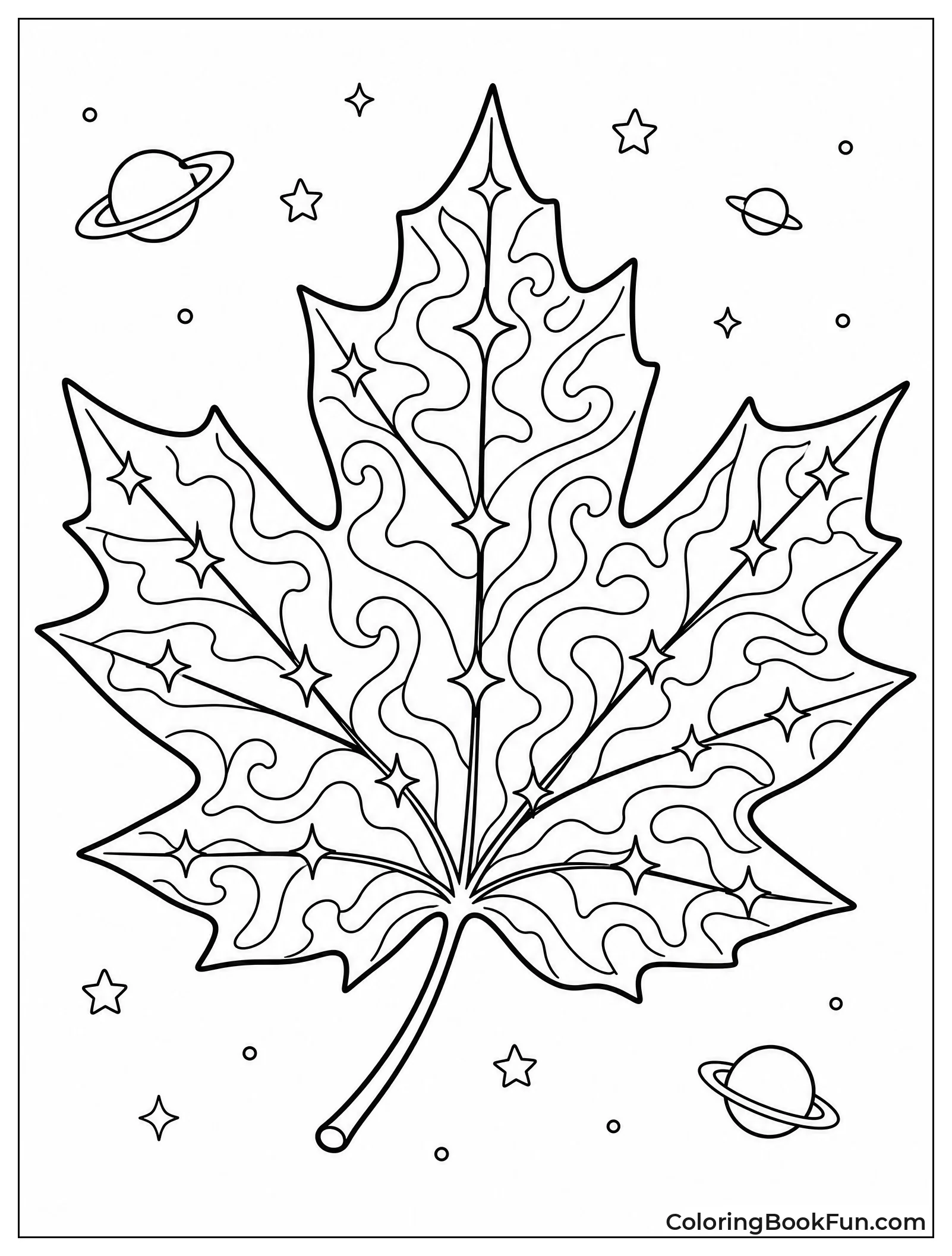 Maple Leaf Floats in Space