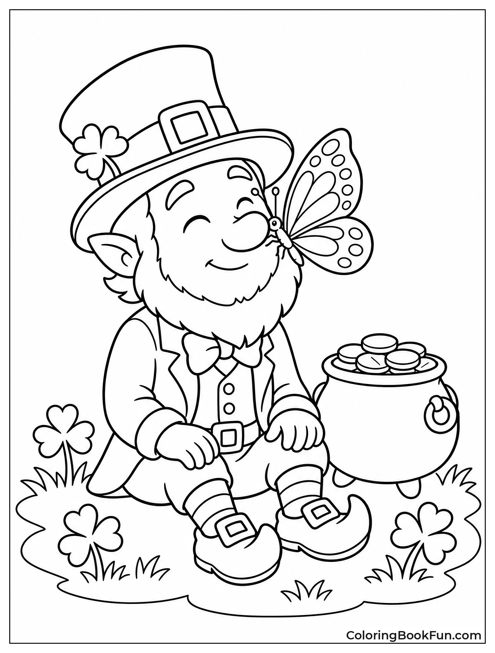 Leprechaun Watching Butterfly on His Nose