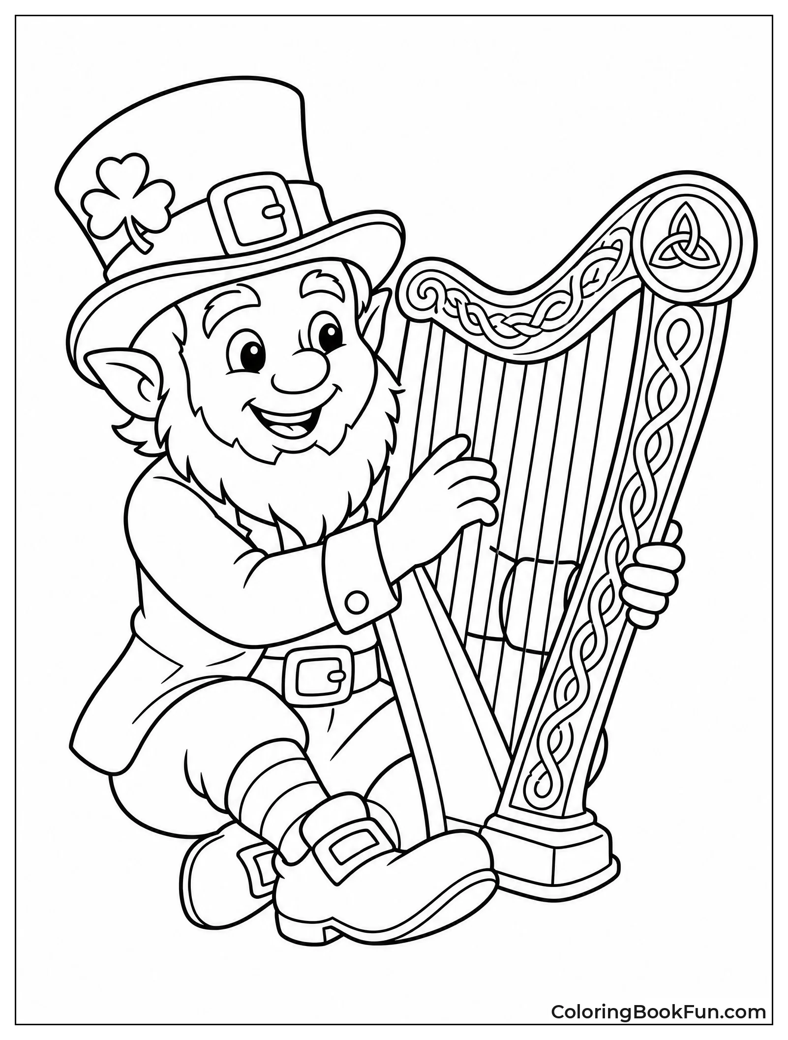 Leprechaun Playing a Celtic Harp