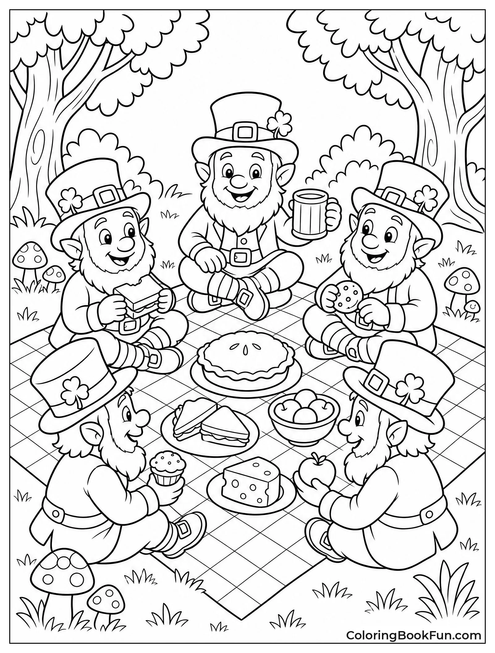 Leprechaun Family Sharing Forest Picnic