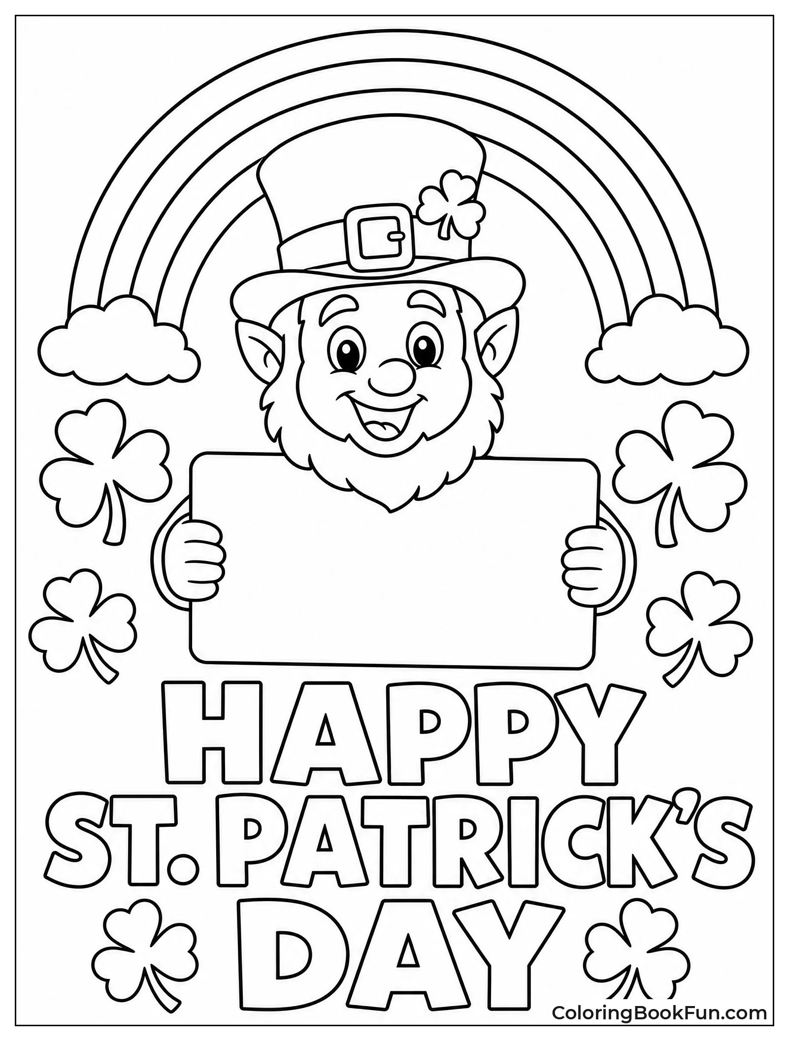Leprechaun Holding Big St Patrick Sign