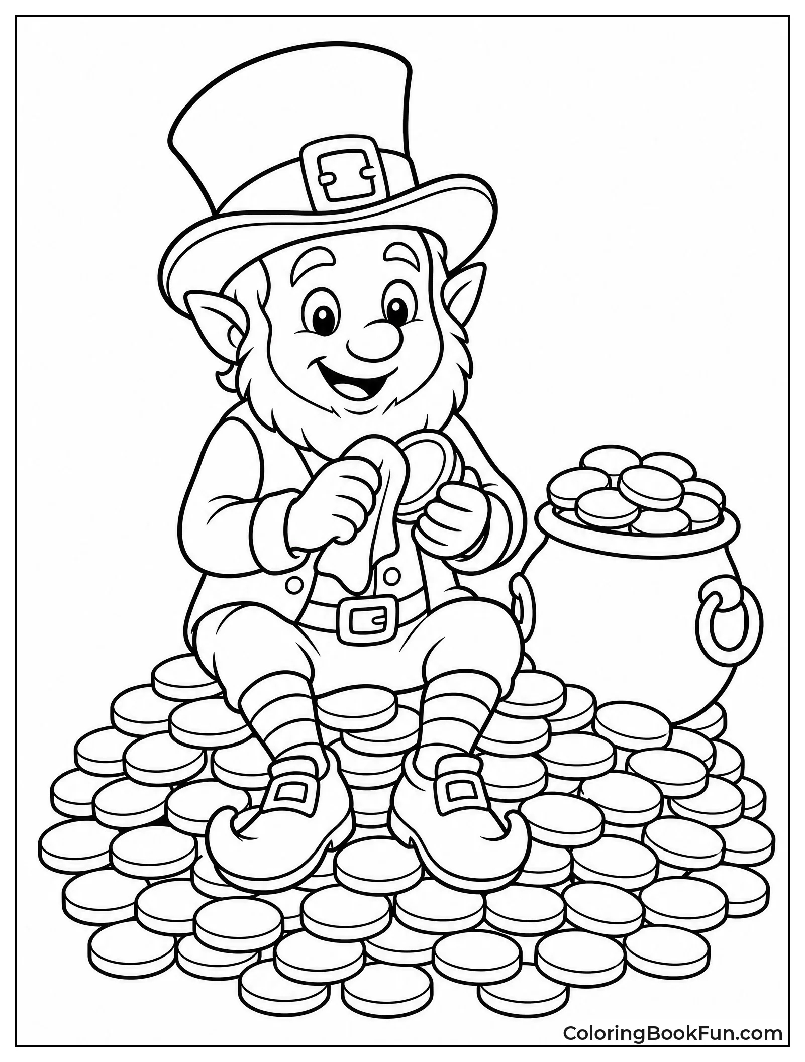 Leprechaun Polishing Shiny Gold Coins