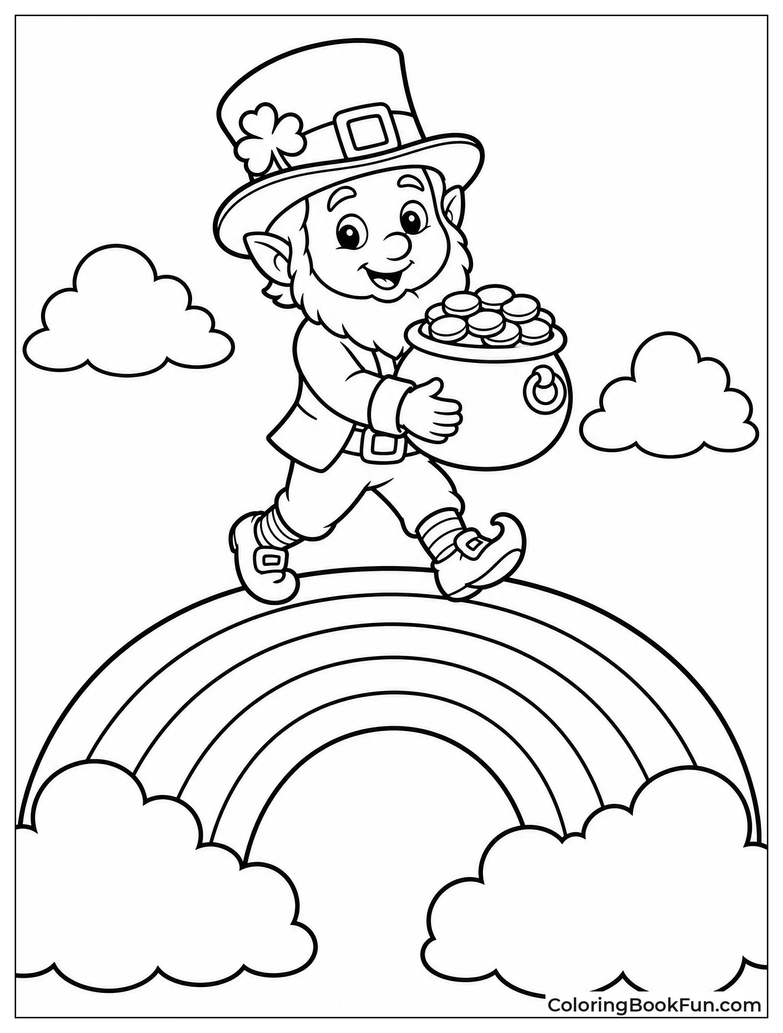 Leprechaun Crossing Glowing Rainbow Bridge
