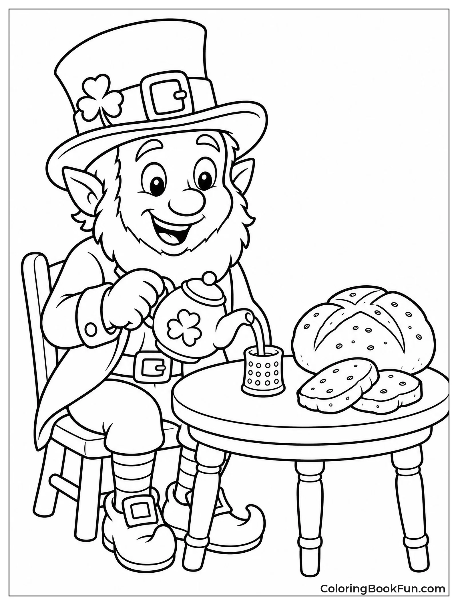 Leprechaun Pouring Tea for Snack Time