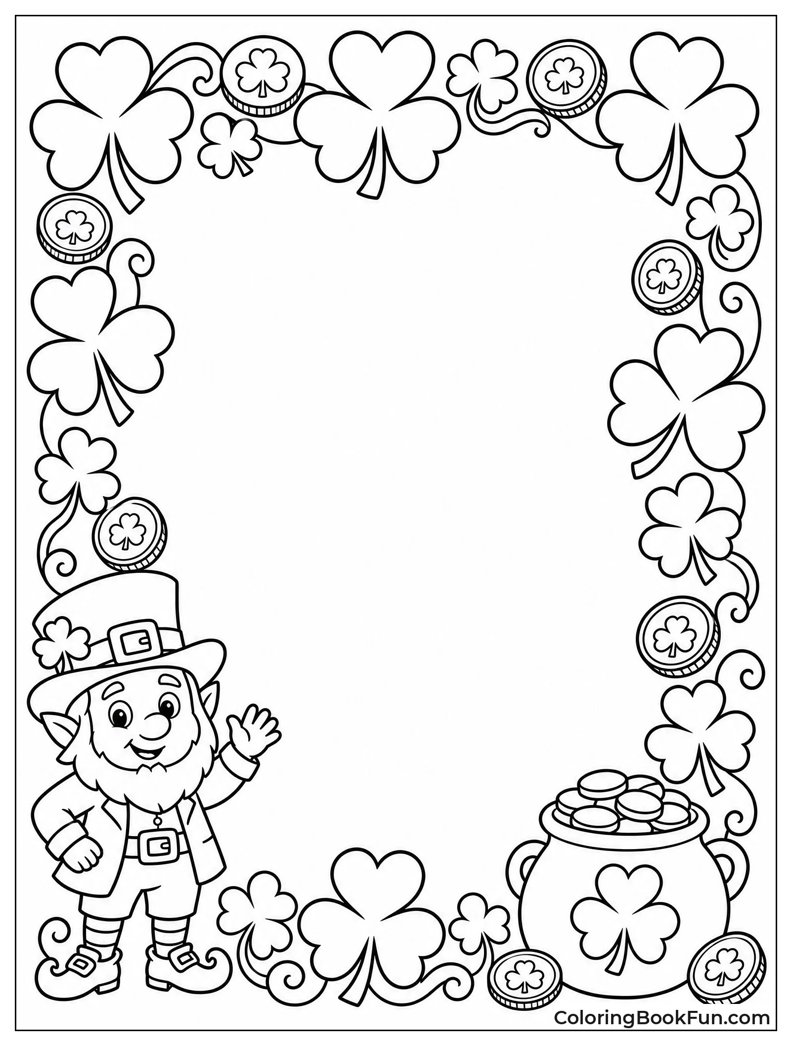 Shamrock Border Frame with Tiny Coins