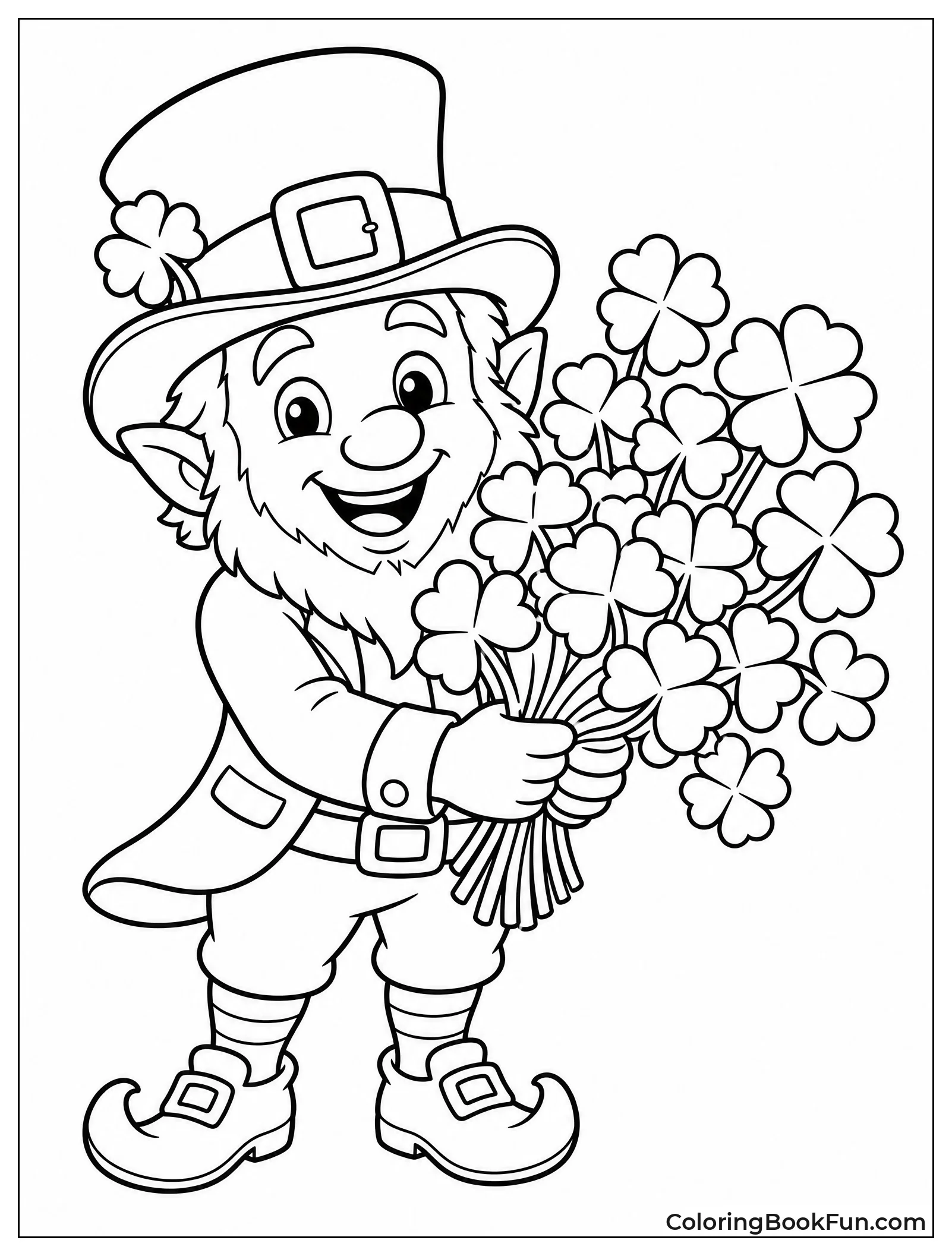 Leprechaun Holding Shamrock Bouquet