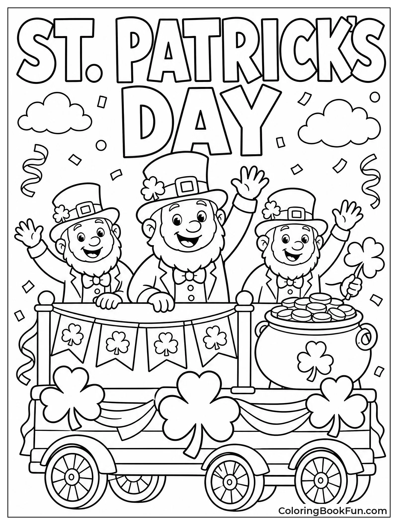 Leprechauns Waving on Parade Float