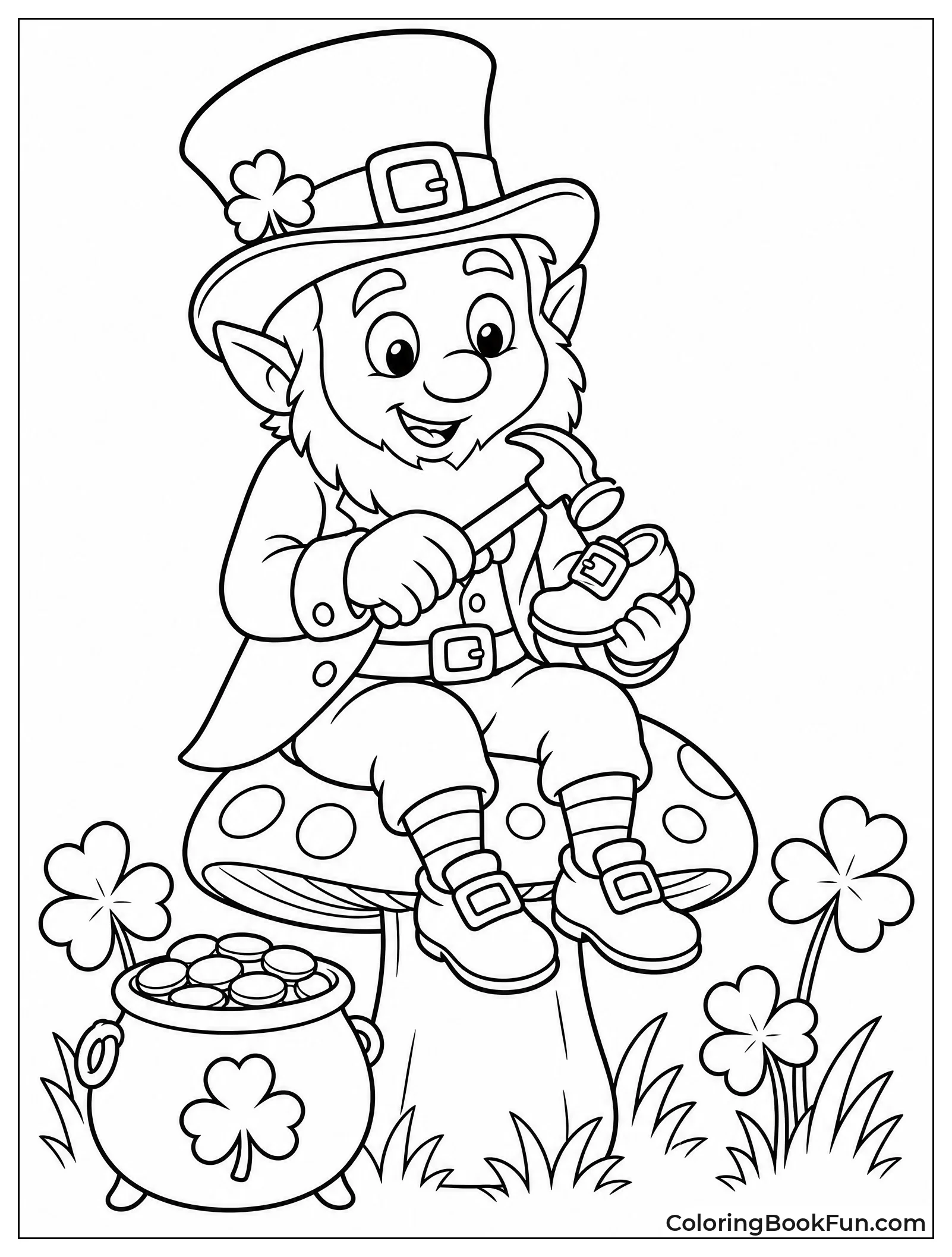 Leprechaun Hammering Tiny Buckled Shoe