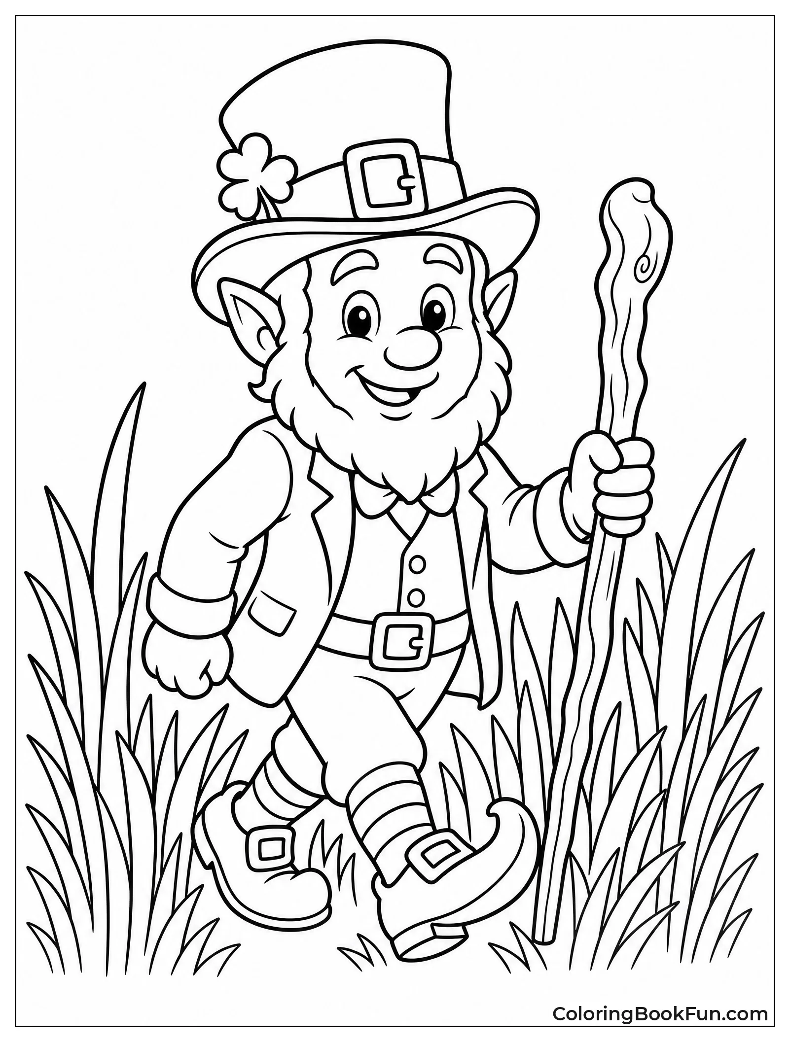 Leprechaun Walking with Shillelagh Stick