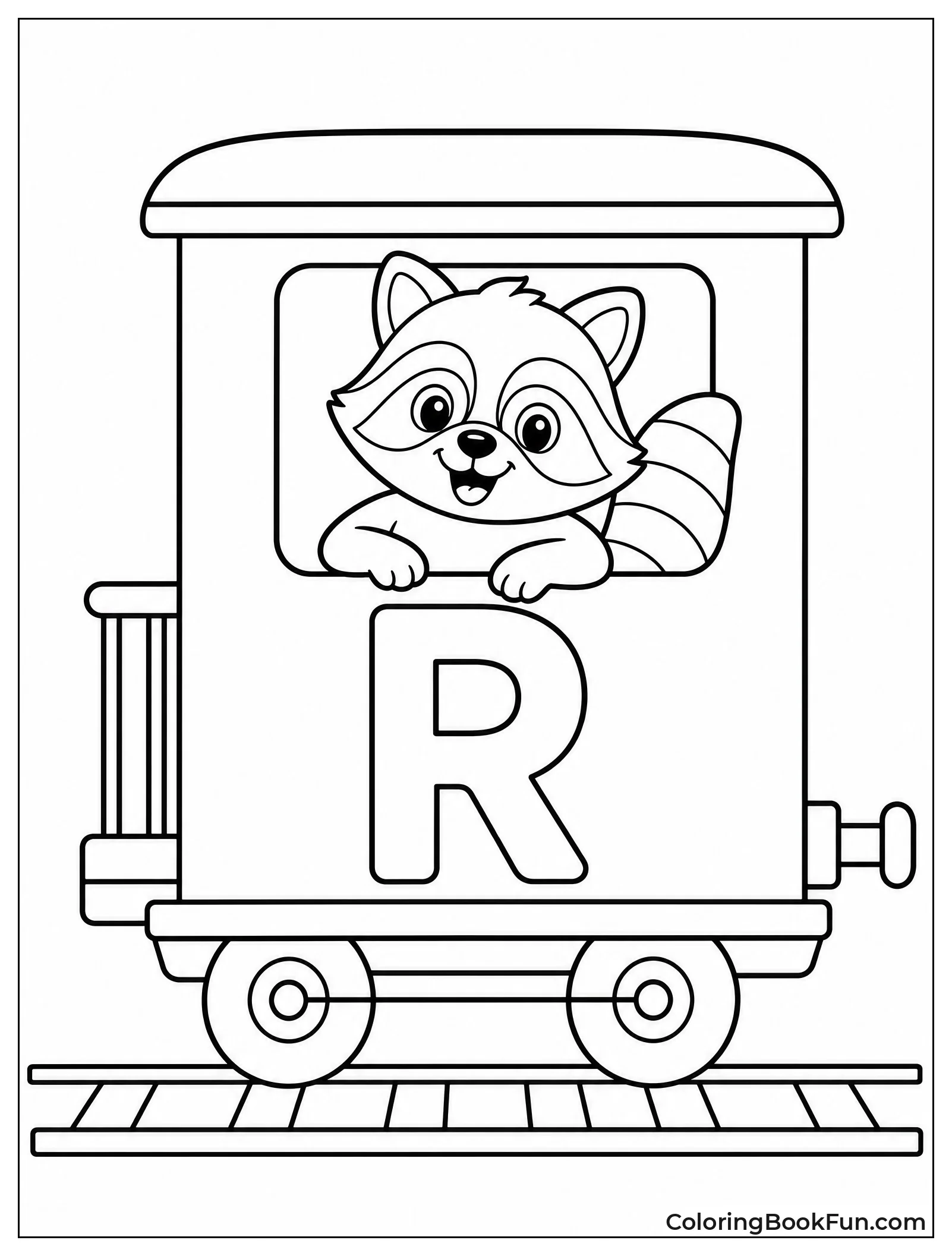Train Car with R and Raccoon