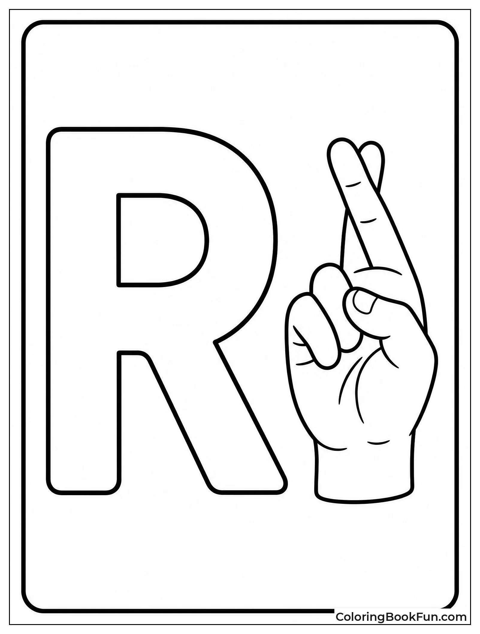 Uppercase R with Sign Language Hand