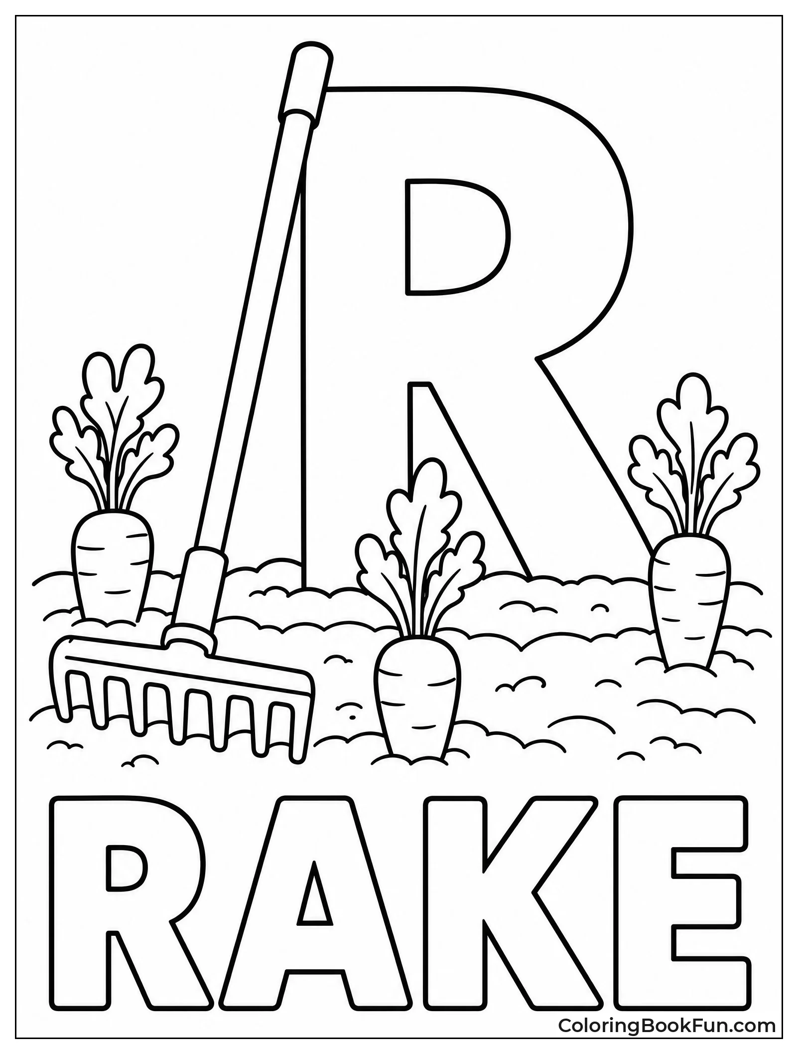 Rake Leaning Against R in Garden