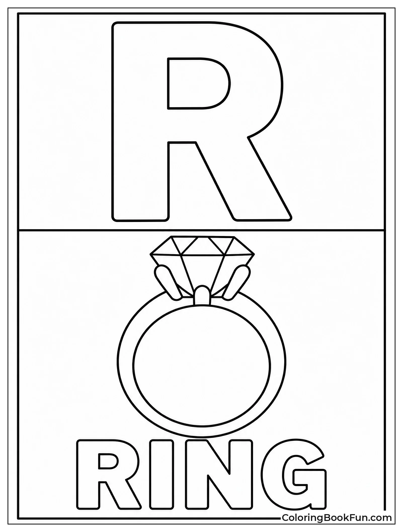 Phonics Card with R and Ring