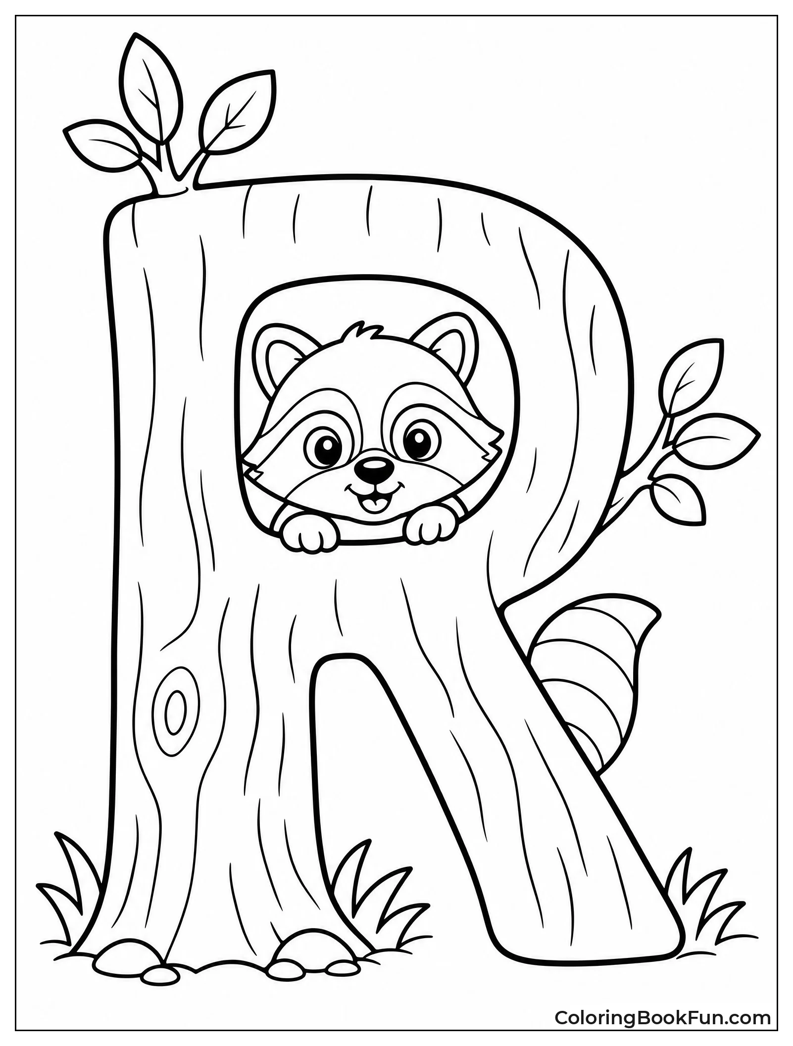 Raccoon Peeking from an R Tree