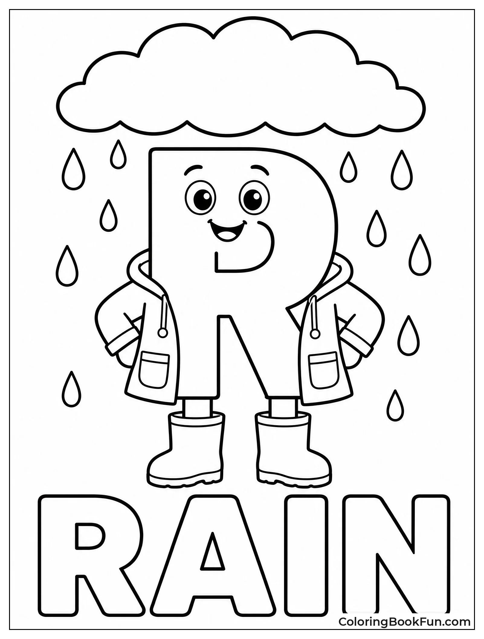 R Wearing Raincoat on a Rainy Day