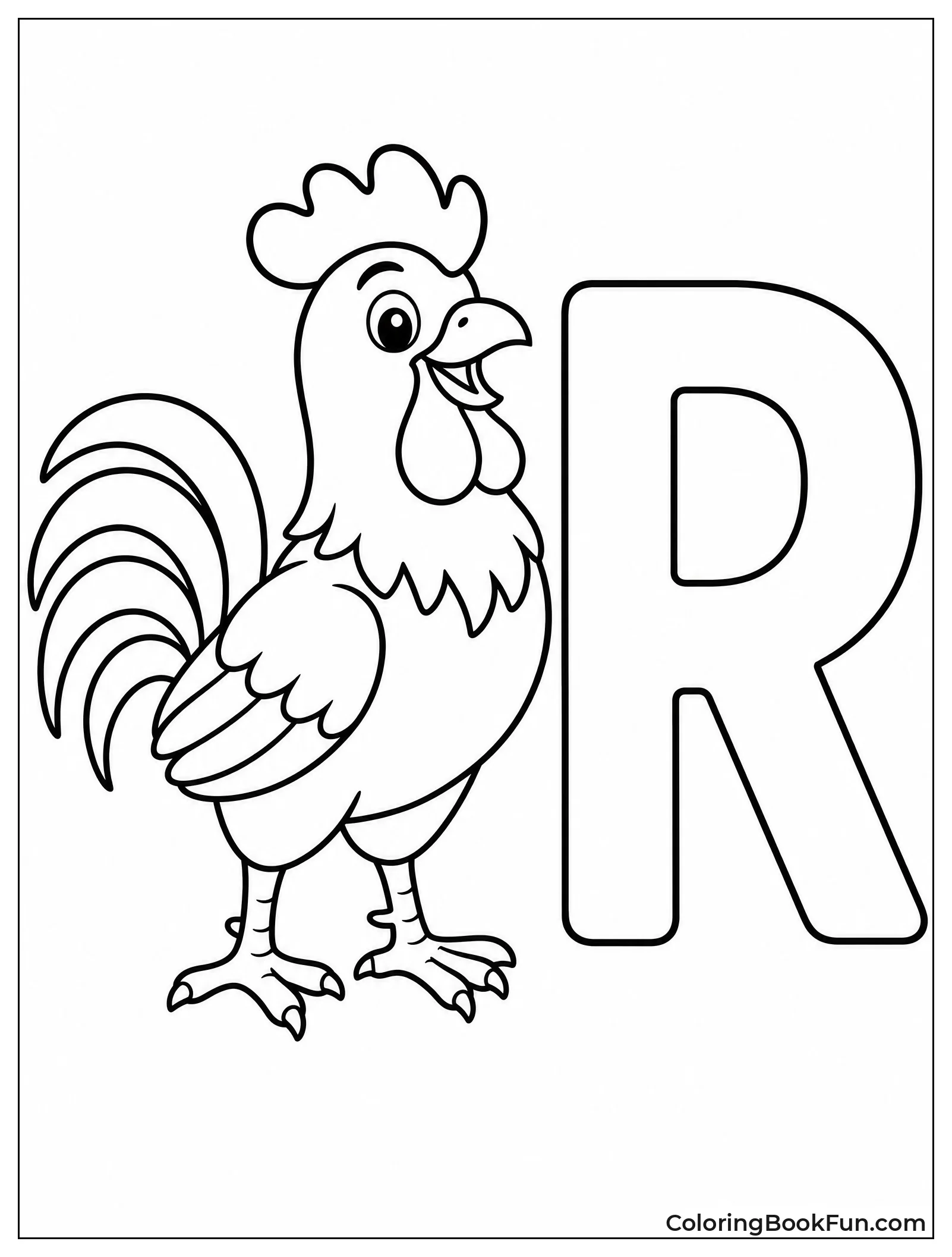 Rooster Standing Beside a Big R