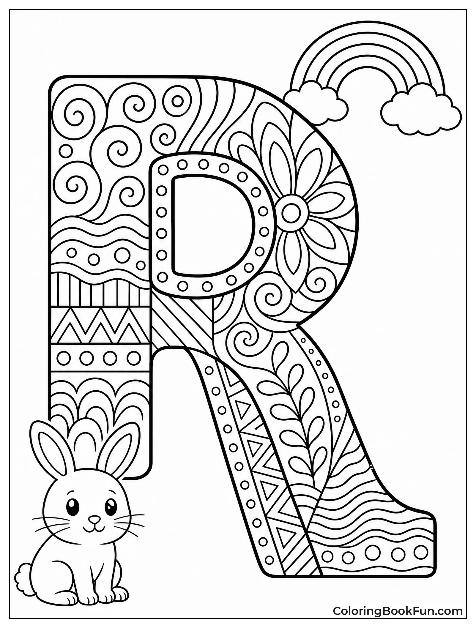 Zentangle Patterns Filling the Letter R