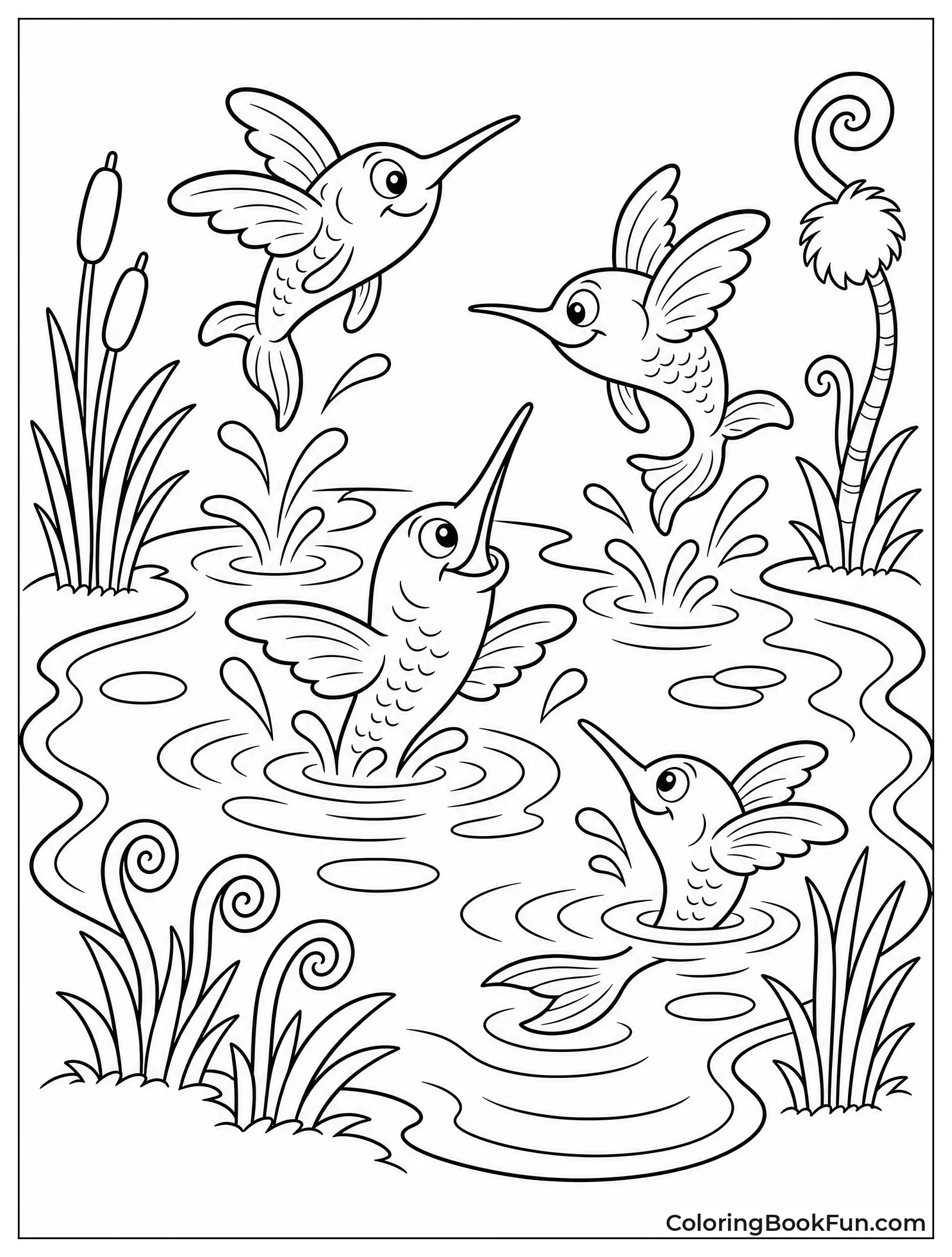 Humming-Fish Splashing in Pond
