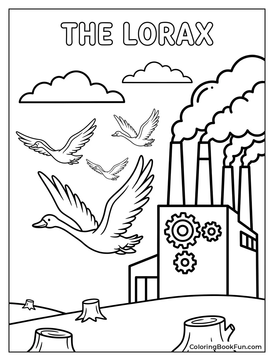 Swans Flying from Smog