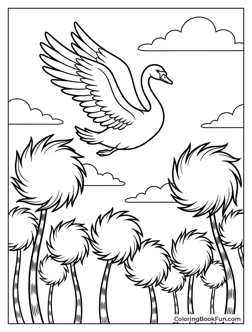 Swomee-Swan Flying over Forest