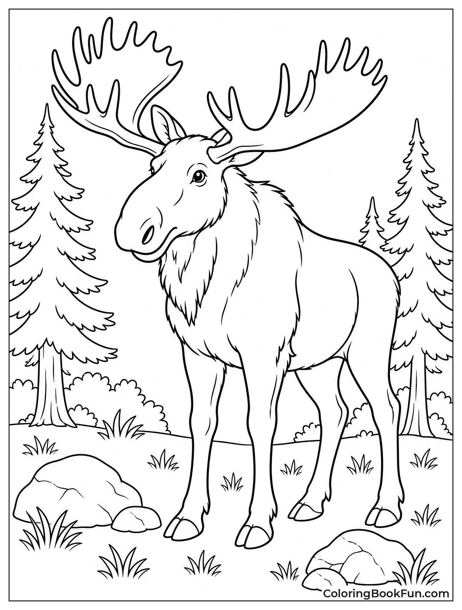 Majestic Bull Moose in Forest